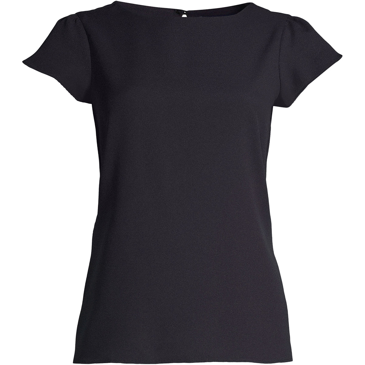 Women's Petite Short Sleeve Crepe Tulip Sleeve Blouse