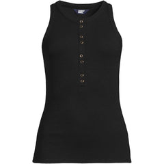 Women's Plus Size Drapey Rib Fitted Henley Tank Top
