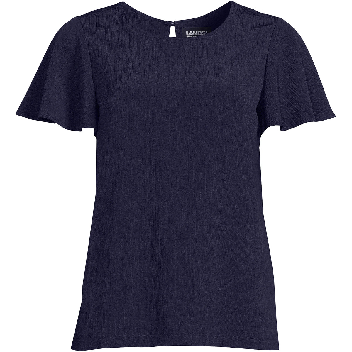 Women's Petite Crinkle Crepe Flutter Sleeve Blouse