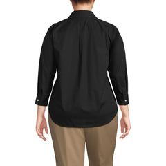 School Uniform Women's Plus Three Quarter Sleeve Broadcloth Easy Shirt