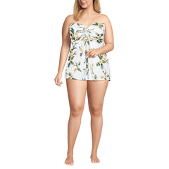 Women's Plus Size Ruched Multi-Way Mini Swim Dress Swimsuit
