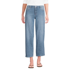 Women's Soft Denim Mid Rise Relaxed Straight Crop Jeans