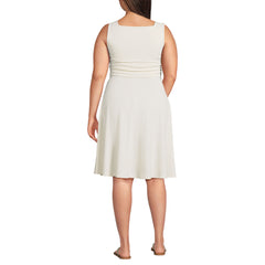 Women's Plus Size Cupro Fit and Flare Sleeveless Dress