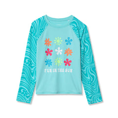 Girls Chlorine Resistant Long Sleeve Crew Neck Rash Guard