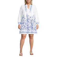 Women's Plus Size Voile Tie Neck Dress