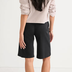 Women's Petite Sport Knit High Rise Pleated 12 Inch Bermuda Shorts
