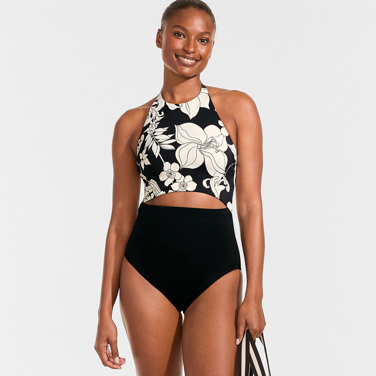 Women's Tugless Halter Monokini High Leg One Piece Swimsuit