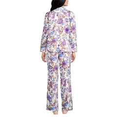 Women's Satin 2 Piece Pajama Set - Long Sleeve Top and Wide Leg Pants