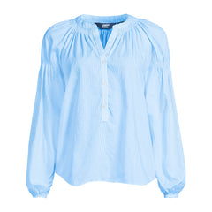 Women's Cotton Voile Long Sleeve Raglan Smocked Top