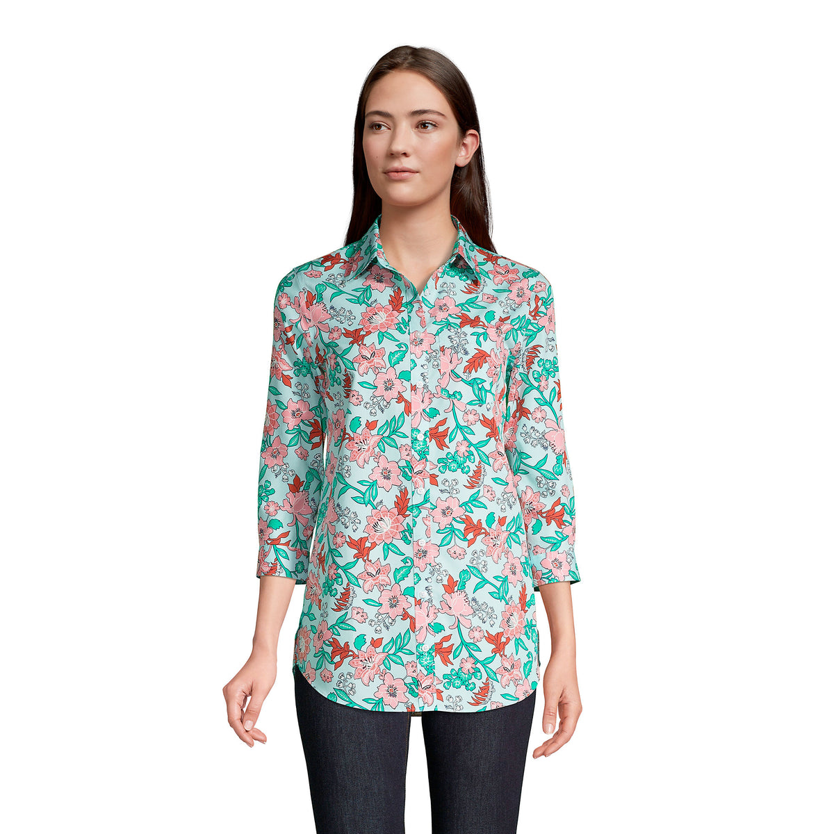 Women's No Iron 3/4 Sleeve Tunic Top
