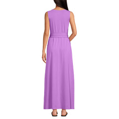 Women's Petite Cotton Modal Sleeveless Tie Waist Maxi Dress