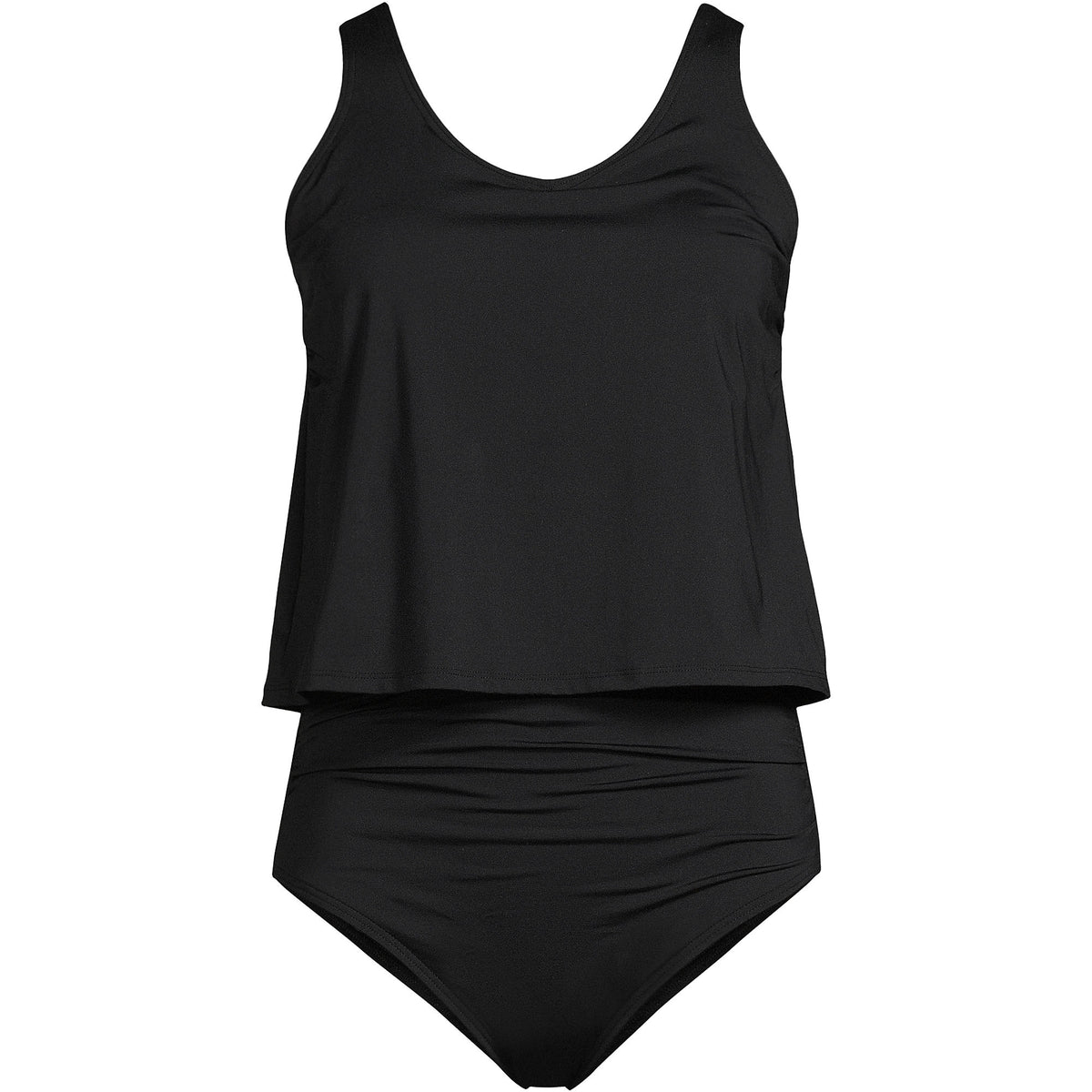 Women's Chlorine Resistant V Neck One Piece Fauxkini Swimsuit