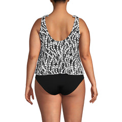 Women's Plus Size DD-Cup Tie Shoulder Flutter Tankini Top