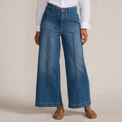 Women's Recover Denim High Rise Patch Pocket Extra Wide Leg Crop Jeans