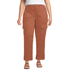 Women's Plus Size Chino Mid Rise Straight Leg Cargo Ankle Pants