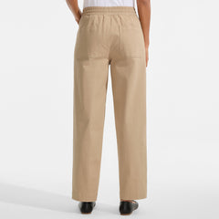 Women's Tall Herringbone Chino High Rise Relaxed Straight Drawstring Ankle Pants