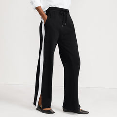 Women's Tall Sport Knit High Rise Relaxed Straight Leg Side Stripe Pants
