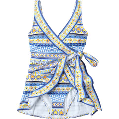 Women's Plus Size Side Tie Mini Swim Dress Swimsuit