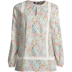 Women's Cotton Long Sleeve Split Neck Tunic Top