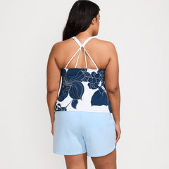 Women's Plus Size DD-Cup Tugless High Neck Strappy Back Tankini Swimsuit Top