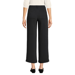 Women's Crepe High Rise Patch Pocket Wide Leg Crop Pants