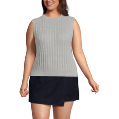 Women's Plus Size Cotton Pointelle Shell Sweater
