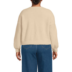 Women's Plus Size Fuzzy Eyelash Cable Cardigan Sweater