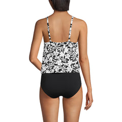 Women's Chlorine Resistant One Piece Scoop Neck Fauxkini Swimsuit