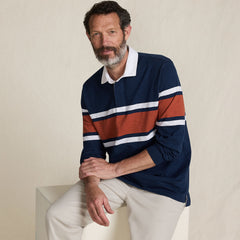 Men's Long Sleeve Lightweight Slub Rugby Polo