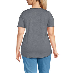 Women's Plus Size Short Sleeve Power Performance Scoop Neck Curved Hem Tunic Tee
