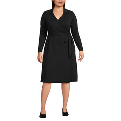 Women's Plus Size Cotton Modal Collared Wrap Dress