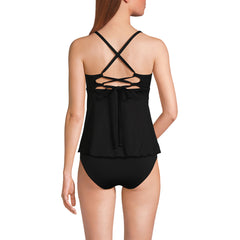 Women's Lace-up Flutter Tankini Swimsuit Top