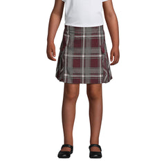 Girls Slim Side Pleat Plaid Skort Above the Knee