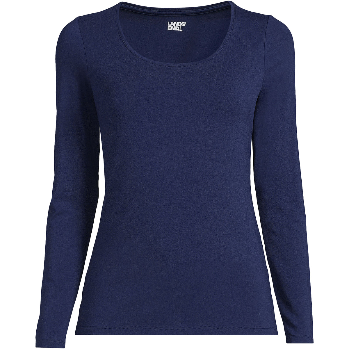 Women's Petite Lightweight Jersey Skimming Long Sleeve Scoop Neck T-shirt