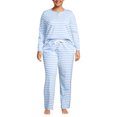 Women's Plus Size Knit 2 Piece Pajama Set - Long Sleeve Top and Pants