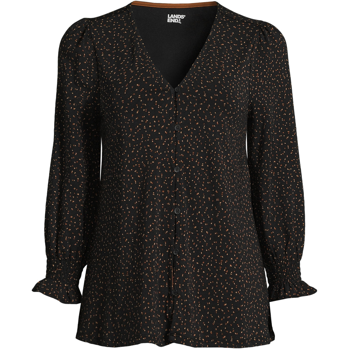 Women's Petite 3/4 Sleeve Lightweight Jersey Button Front Top