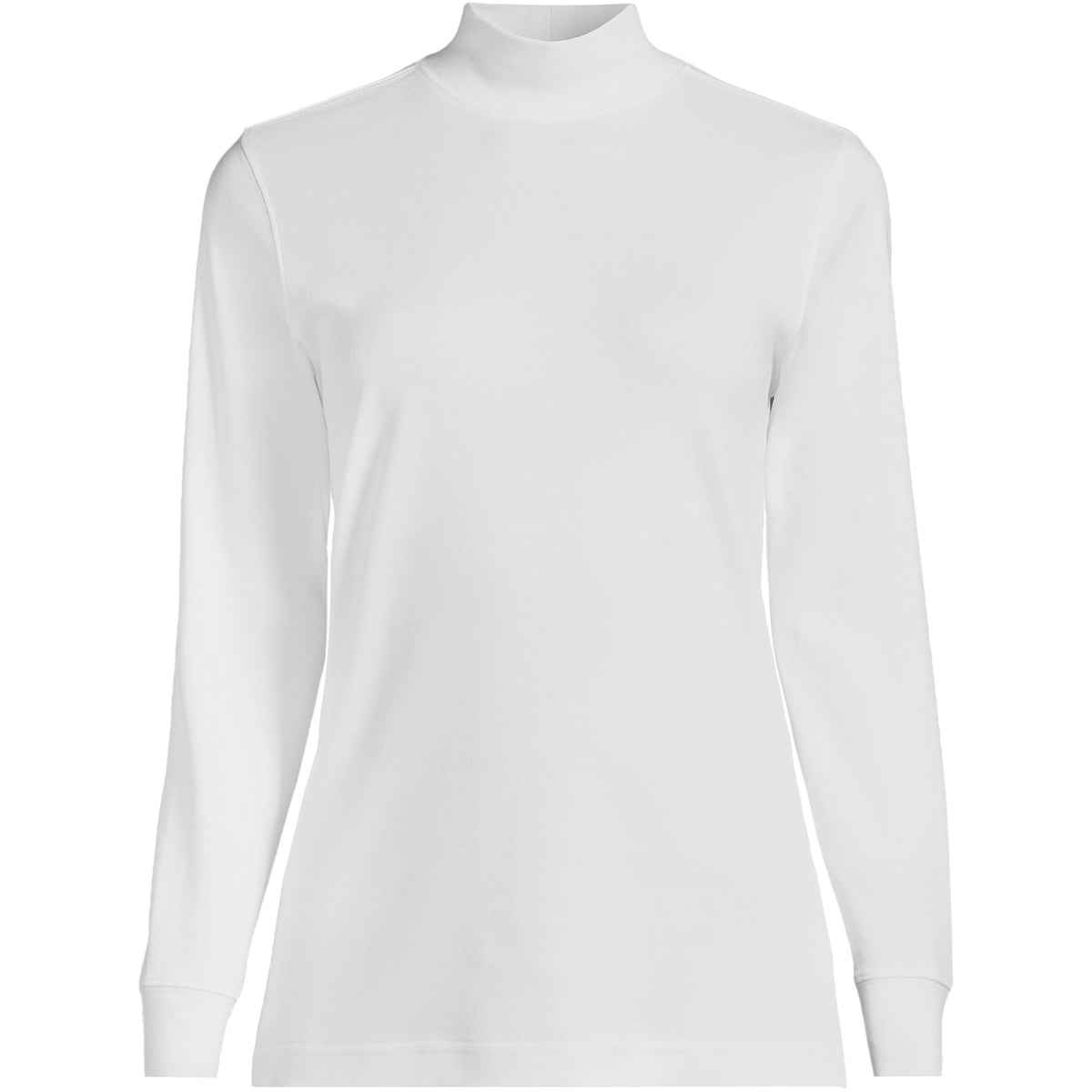 Women's Plus Size Relaxed Cotton Long Sleeve Mock Turtleneck