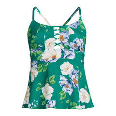 Women's Lace-up Flutter Tankini Swimsuit Top