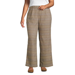Women's Plus Size Brushed Flannel High Rise Pleated Wide Leg Pants