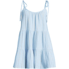 Women's Long Torso Oversized Cotton Gauze Metallic Tiered Mini Cover-up Dress