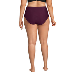 Women's Plus Size Chlorine Resistant Ottoman Rib High Waisted Bikini Bottoms