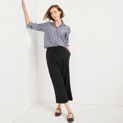 Women's Tall Sport Knit Elastic Waist Wide Leg Crop Pants
