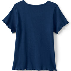 Girls Short Sleeve Ribbed Henley T-Shirt