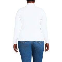 Women's Plus Size Drapey Rib Skimming Long Sleeve Mock Neck