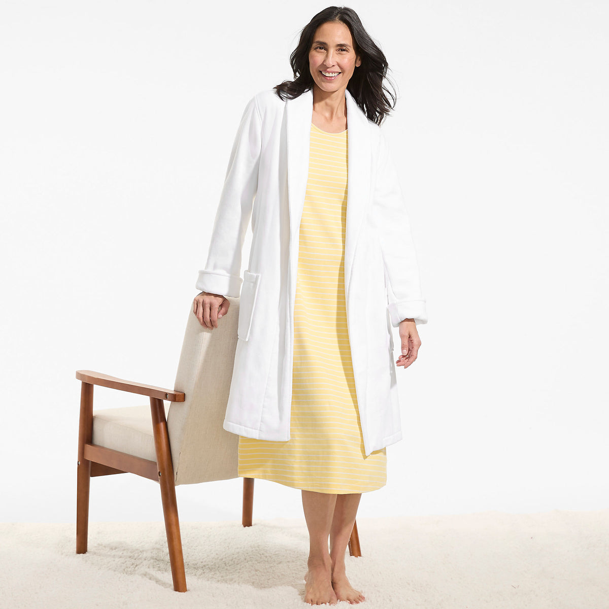 Women's Petite Cotton Terry Knee Length Spa Bath Robe