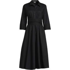 Women's Poplin Midi Wrap Front Dress
