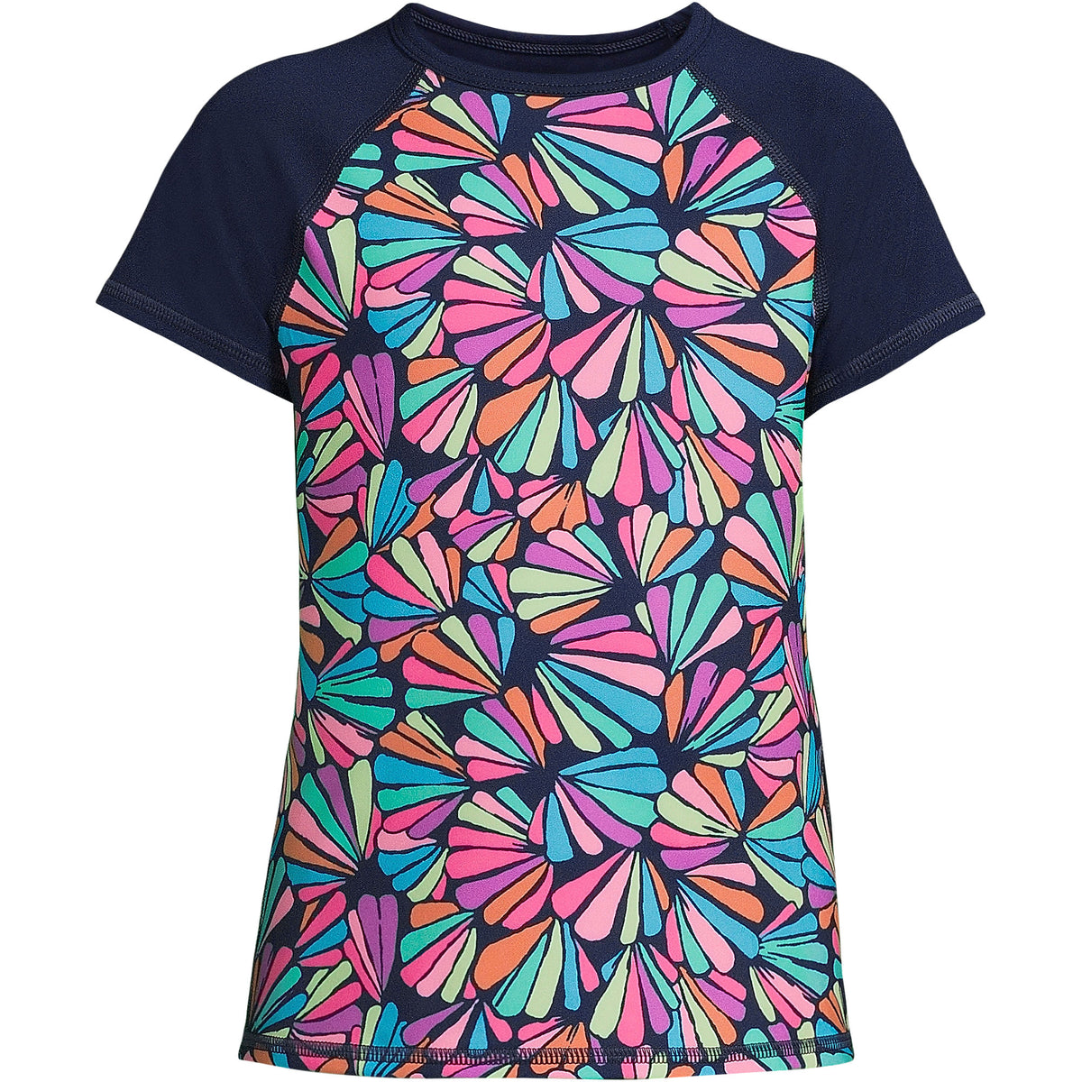 Girls Chlorine Resistant Short Sleeve Crew Neck UPF50 Rash Guard