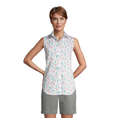 Women's Petite No Iron Supima Cotton Sleeveless Shirt