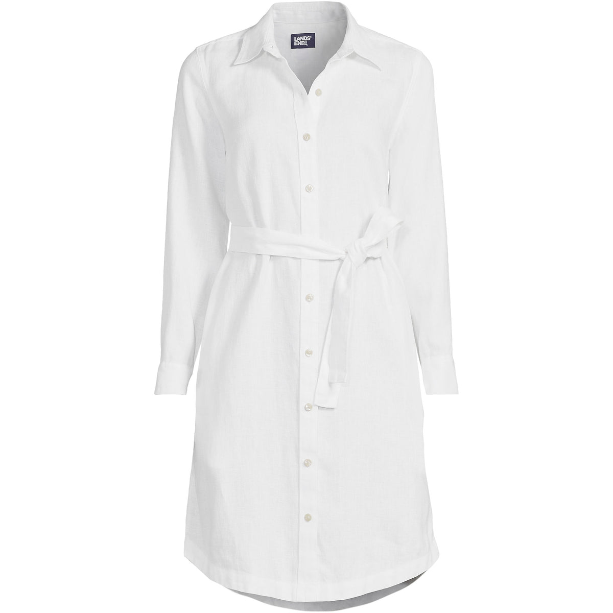 Women's Plus Size Long Sleeve Linen Shirt Dress