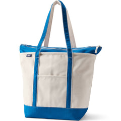 Large 5 Pocket Zip Top Long Handle Canvas Tote Bag